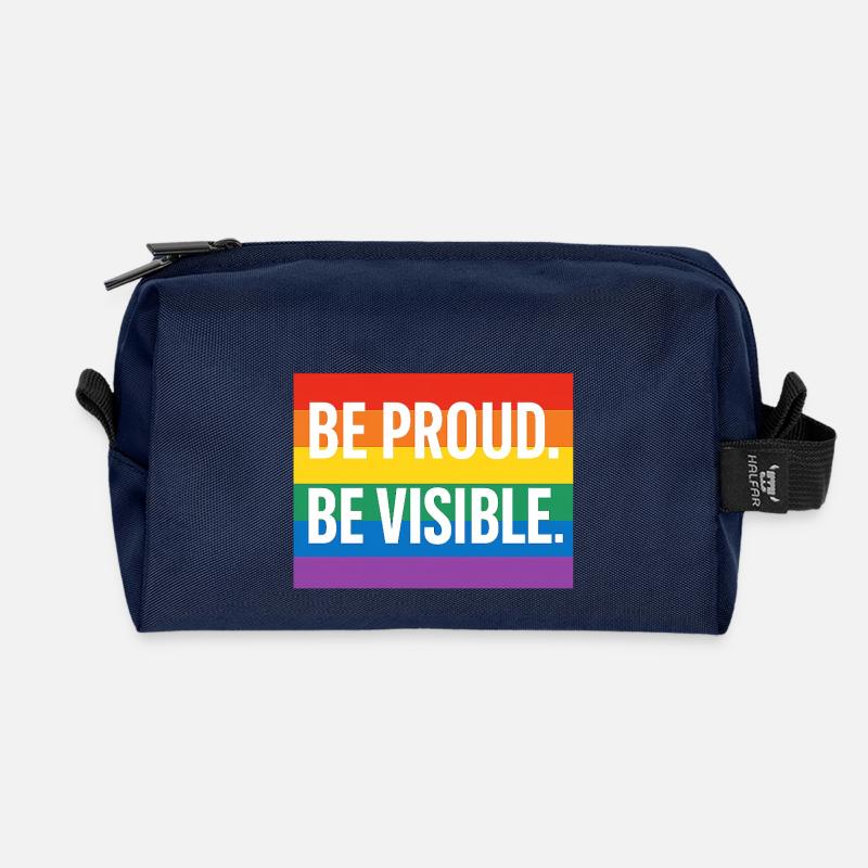 Regenbogen Pride Statement Design - Recycelte Kulturtasche - Navy