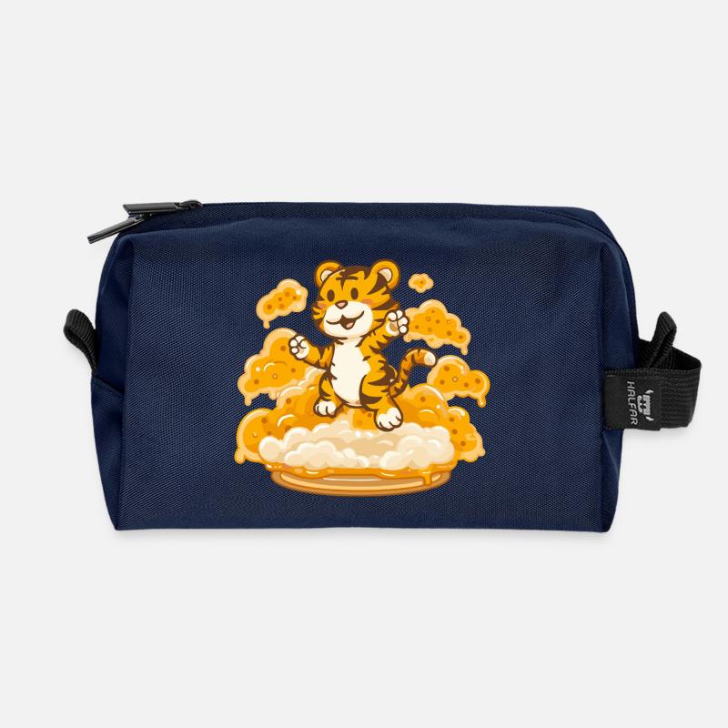 Tiger auf Käsewolke - Recycelte Kulturtasche - Navy