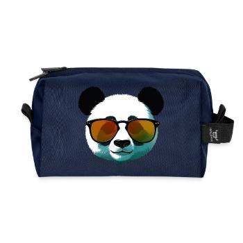 Panda with Sunglasses Gradient - Recycled Toiletry Zip Bag - navy - Front