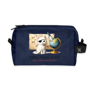 Evil Cat World Domination Plans - Recycled Toiletry Zip Bag - navy - Front