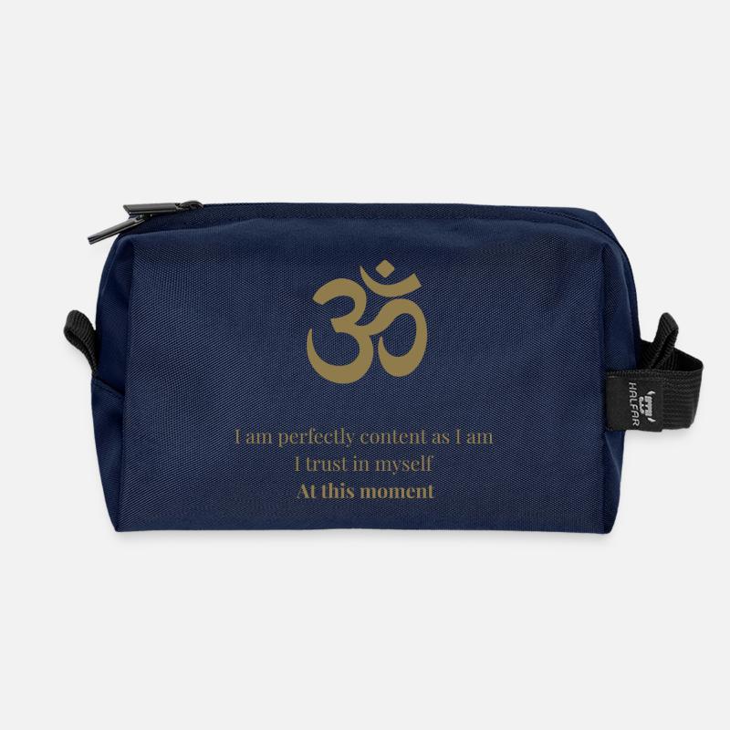OM Mantra – I am perfectly content - Recycelte Kulturtasche - Navy