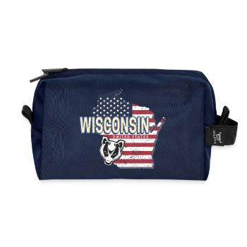 Wisconsin Vereinigte Staaten Retro Landkarte - Recycelte Kulturtasche - Navy - Vorne