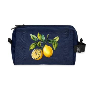 Lemons Citrus Fruit Watercolor - Recycled Toiletry Zip Bag - navy - Front