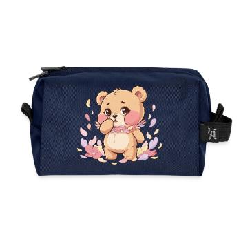 Ours délicat avec une couronne de fleurs - Trousse de toilette en tissu recyclé - marine - Devant