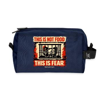 Cage rooster: fear instead of food - Recycled Toiletry Zip Bag - navy - Front