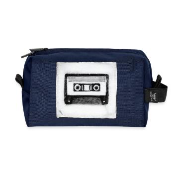 Cassette - hand carved artwork - Recycled Toiletry Zip Bag - navy - Front