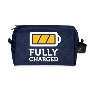 I Am Fully Charged! - Recycled Toiletry Zip Bag - navy - Front