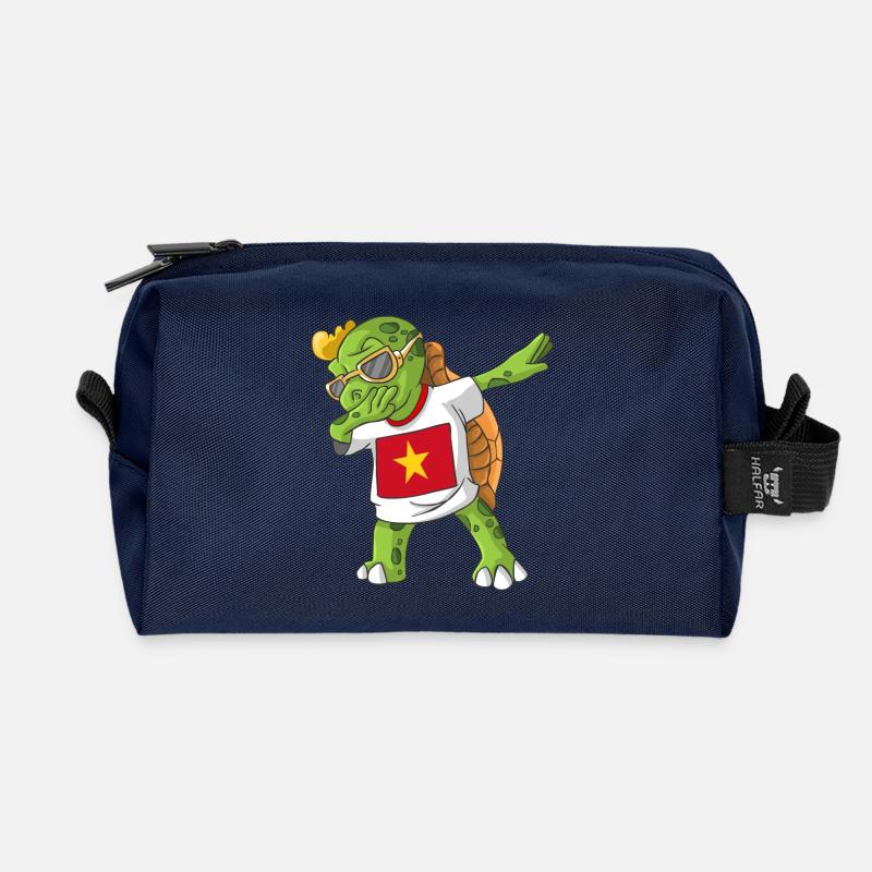 Vietnam Dabbing Schildkröte - Recycelte Kulturtasche - Navy