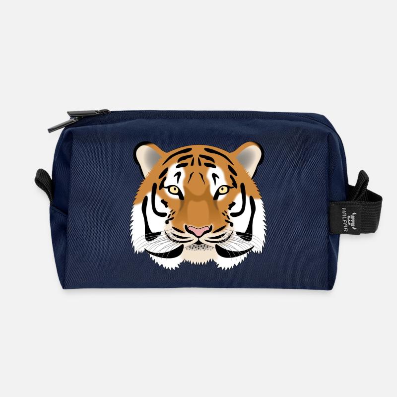 Tiger Kopf - farbig - Recycelte Kulturtasche - Navy