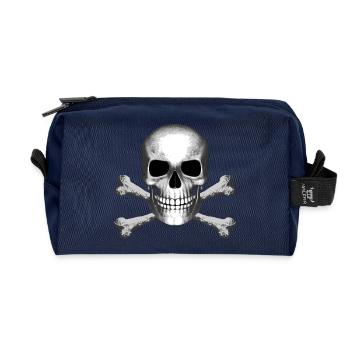 Skull Jolly Roger Pirate Flag T-Shirt R6Z - Recycled Toiletry Zip Bag - navy - Front