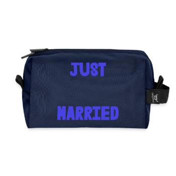 ICH HABE GERADE GEHEIRATET. Junggesellinnenabschied. VALENTINSTAG. PAAR. LIEBE - Recycelte Kulturtasche - Navy - Vorne
