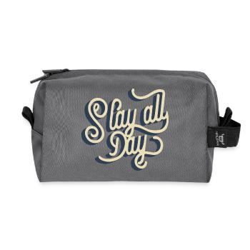 Slay all day - Recycled Toiletry Zip Bag - anthracite - Front