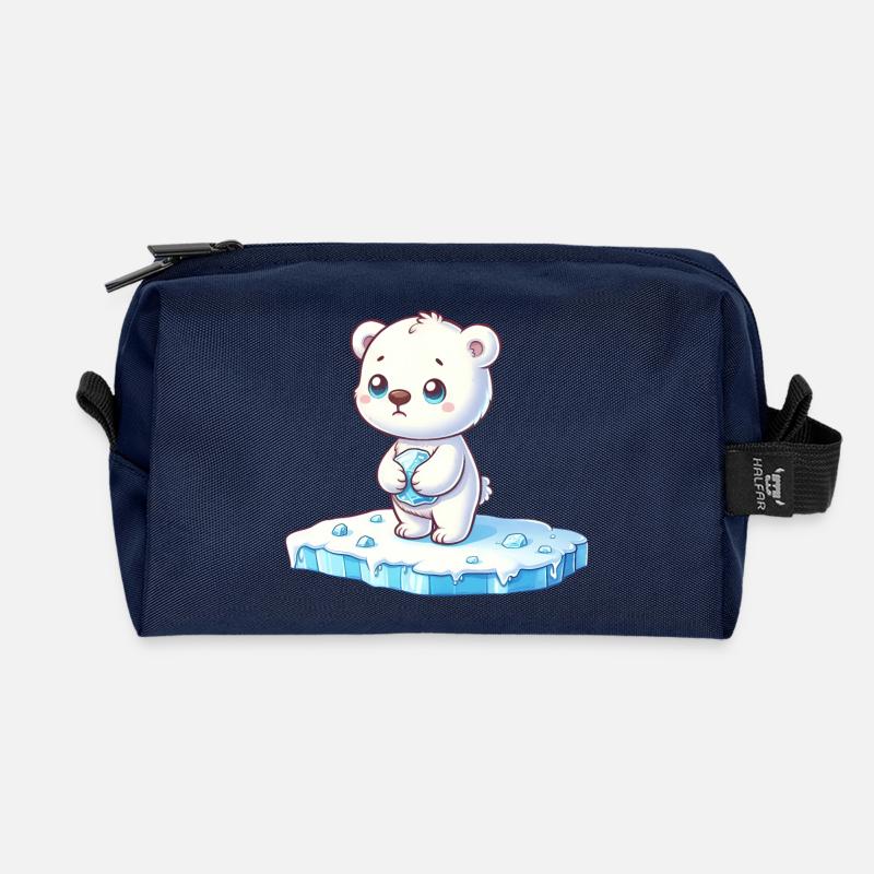 Eisbär auf Eisscholle globale Erwärmung - Recycelte Kulturtasche - Navy