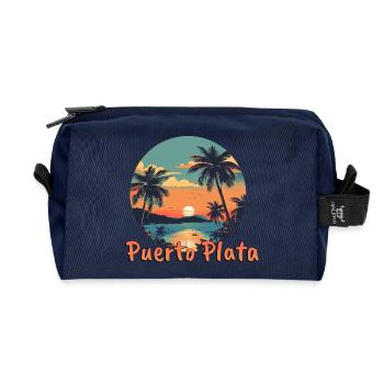 Puerto Plata Dominikanische Republik Strand Palmen - Recycelte Kulturtasche - Navy - Vorne