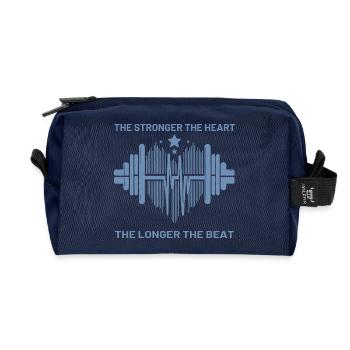 Fitness Skyline Hanteln und Sterne - Recycelte Kulturtasche - Navy - Vorne