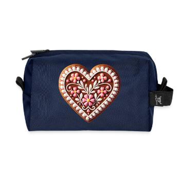 Cœur en pain d’épices : Tradition sucrée et amour combinés - Trousse de toilette en tissu recyclé - marine - Devant