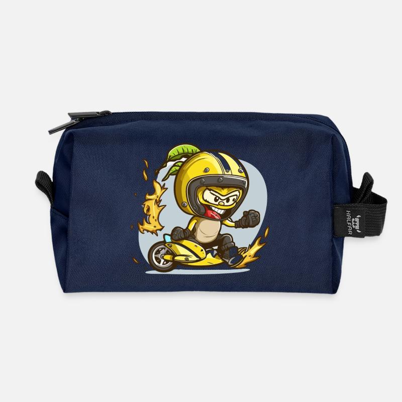 Gelber Ninja Motoaction - Recycelte Kulturtasche - Navy
