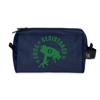 Frosch Widerstand - "Frog resistance" - Recycelte Kulturtasche - Navy - Vorne