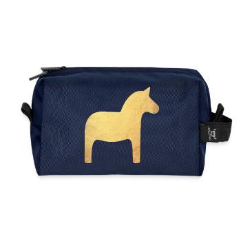 Dalapferd Gold Schweden Weihnachten Deko Luxus  - Recycelte Kulturtasche - Navy - Vorne