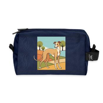 Italian Greyhound - Recycled Toiletry Zip Bag - navy - Front