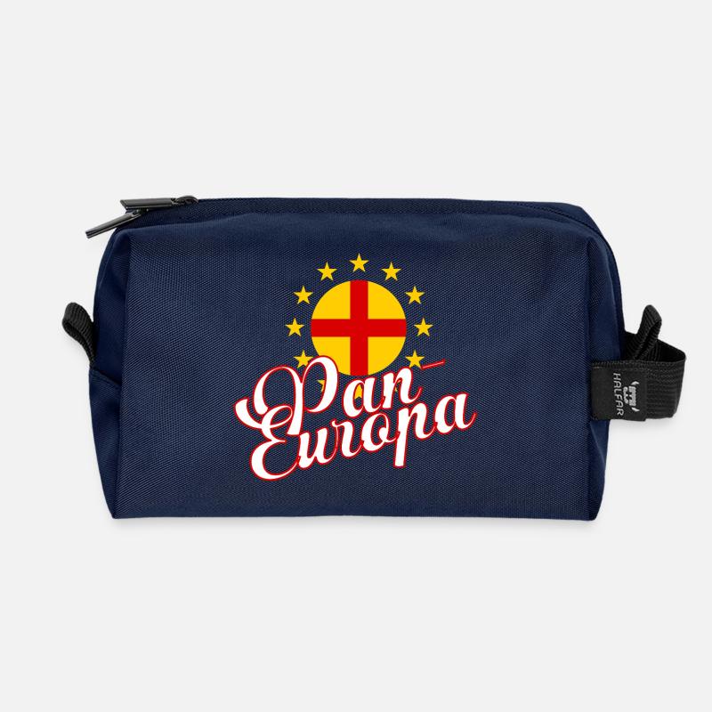 Pan-Europa Retro Script - Recycled Toiletry Zip Bag - navy