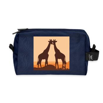 Giraffe Love Safari Silhouette Nature Shirt - Recycled Toiletry Zip Bag - navy - Front