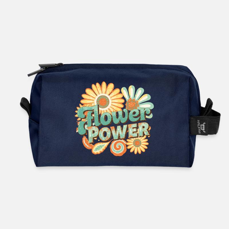 Flower Power Retrogo - Recycelte Kulturtasche - Navy