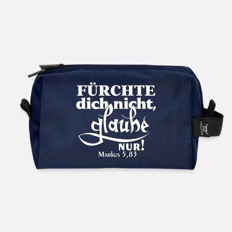 Markus 5,83 Bibelvers - Recycelte Kulturtasche - Navy