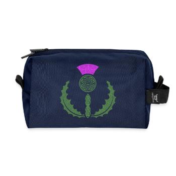 Celtic Knotwork Thistle - Recycled Toiletry Zip Bag - navy - Front
