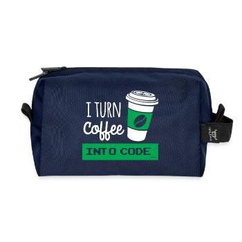 I turn coffee into developer code - Recycled Toiletry Zip Bag - navy - Front