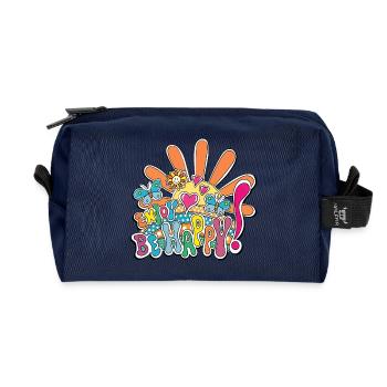Colorful Joy Illustration - Recycled Toiletry Zip Bag - navy - Front