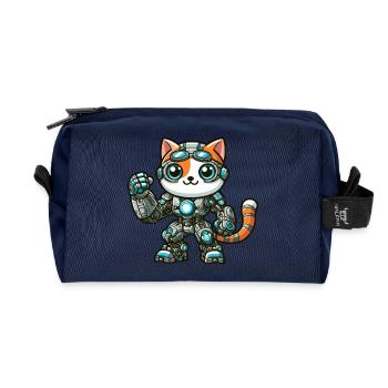 Coole Cartoon Katze Kater Roboter Cyborg Mech - Recycelte Kulturtasche - Navy - Vorne