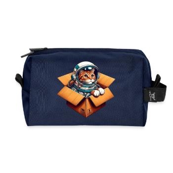 Chat astronaute - Trousse de toilette en tissu recyclé - marine - Devant