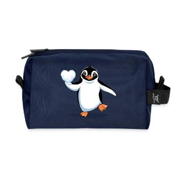 Pingouin Amoureux - Trousse de toilette en tissu recyclé - marine - Devant
