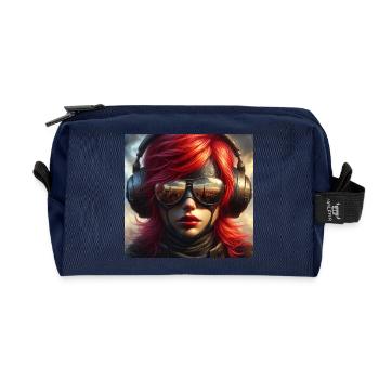 Red-haired aviator - Recycled Toiletry Zip Bag - navy - Front