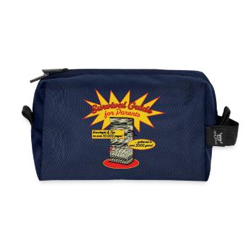 Survival Guide for Parents - Retro Comic Style - Recycled Toiletry Zip Bag - navy - Front
