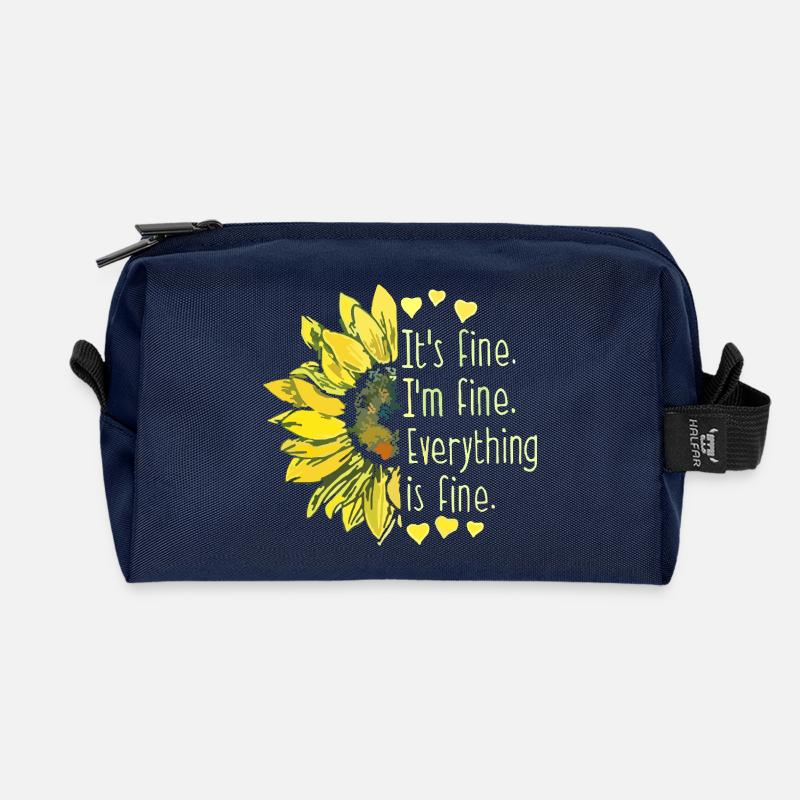 Sonnenblume Feines Mantra T-Shirt - Recycelte Kulturtasche - Navy