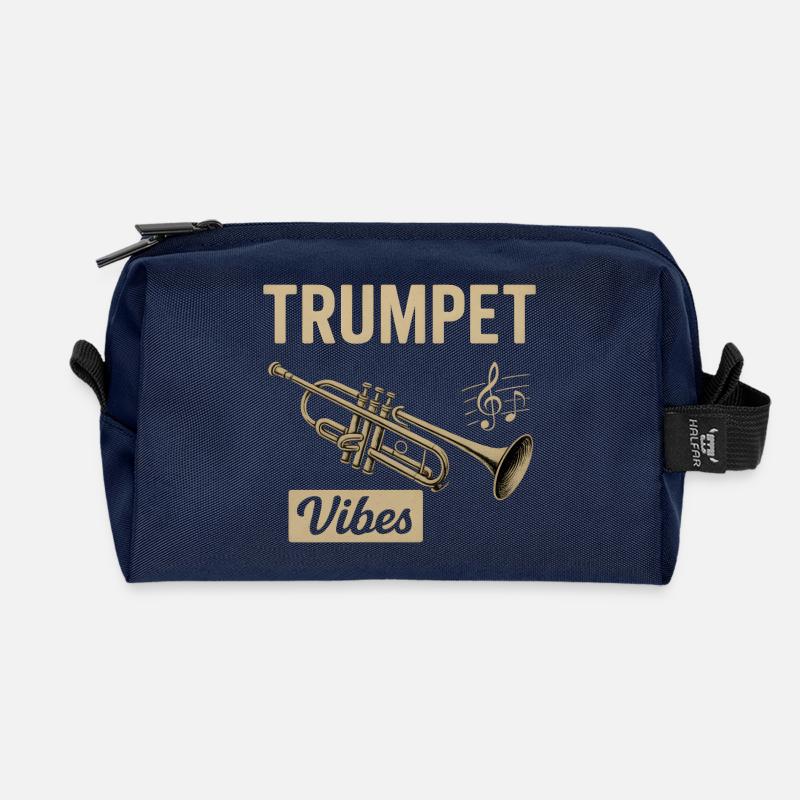 Malerischer Trompeten-Design mit Vibe - Recycelte Kulturtasche - Navy