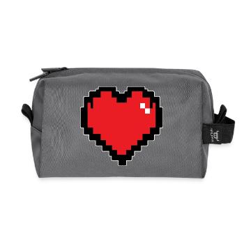 Retro Red Pixel Heart - Recycled Toiletry Zip Bag - anthracite - Front
