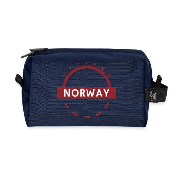 Emblème rond de la Norvège avec le nom du pays - Trousse de toilette en tissu recyclé - marine - Devant