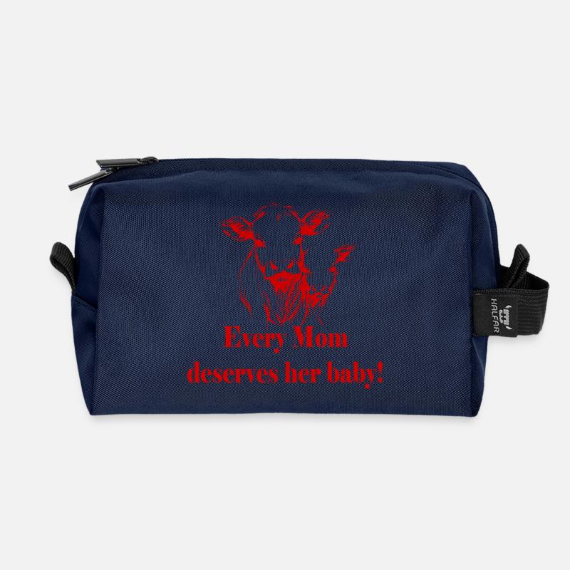 Tierschutz - Kuh + Baby - Recycelte Kulturtasche - Navy