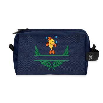 Fish Laurel Wreath with Namespace - Recycled Toiletry Zip Bag - navy - Front