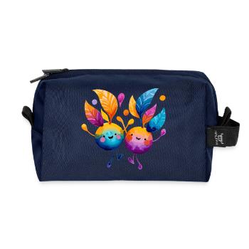 Bunte Fruchtfreunde mit Blätterreben - Recycelte Kulturtasche - Navy - Vorne