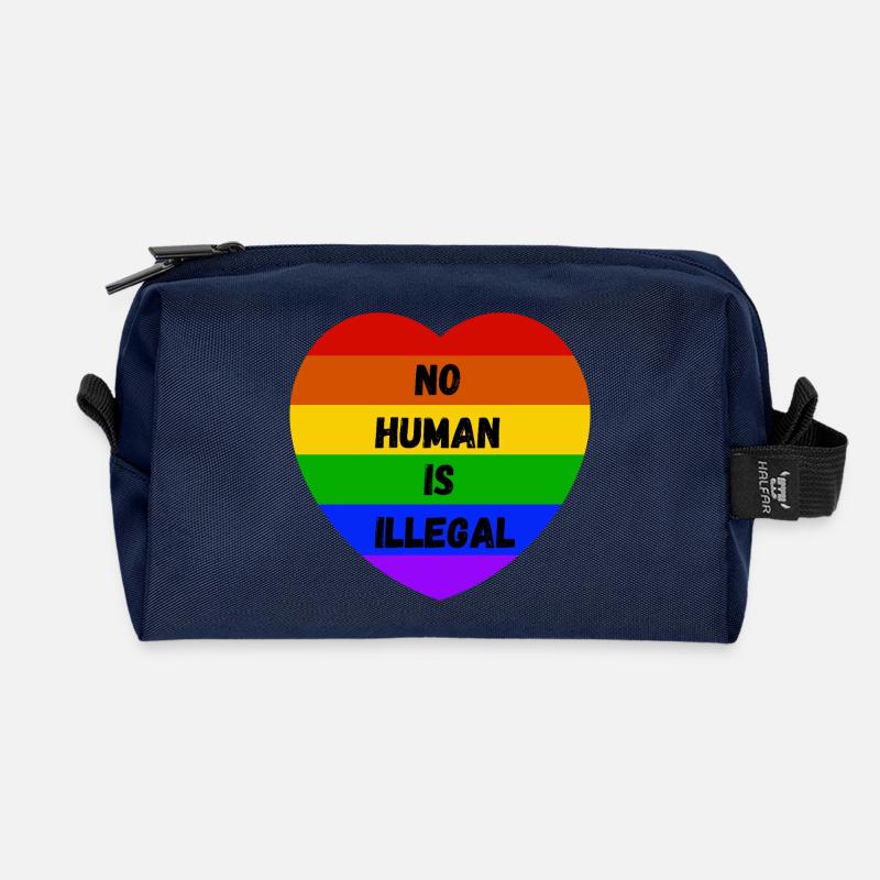  No Human Is Illegal - Recycelte Kulturtasche - Navy