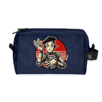 Retro Roboter Pantomime mit Barett im Comic Stil - Recycelte Kulturtasche - Navy - Vorne