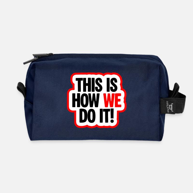 So machen wir es Spruch - Recycelte Kulturtasche - Navy