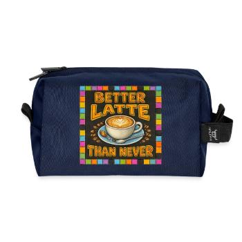 Besser Latte als nie - Recycelte Kulturtasche - Navy - Vorne