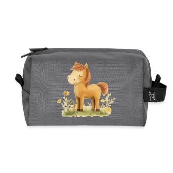 Pferd Blumen - Recycelte Kulturtasche - Anthrazit - Vorne