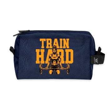 Train Hard – Fitness Motivation - Recycled Toiletry Zip Bag - navy - Front