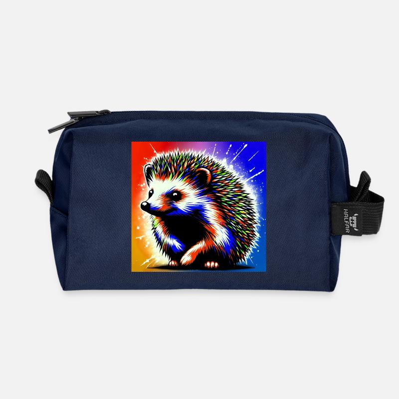 hedgehog - Recycled Toiletry Zip Bag - navy